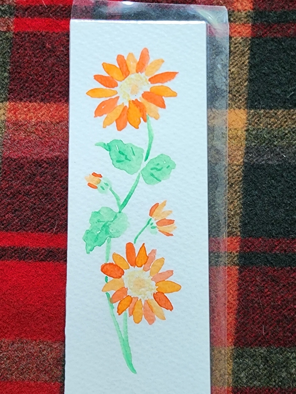 Hand-painted Orange Floral Watercolor Bookmark